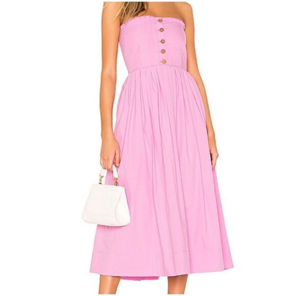 Free People Lilah Pink Pleated Midi Dress XS - Picture 1 of 9